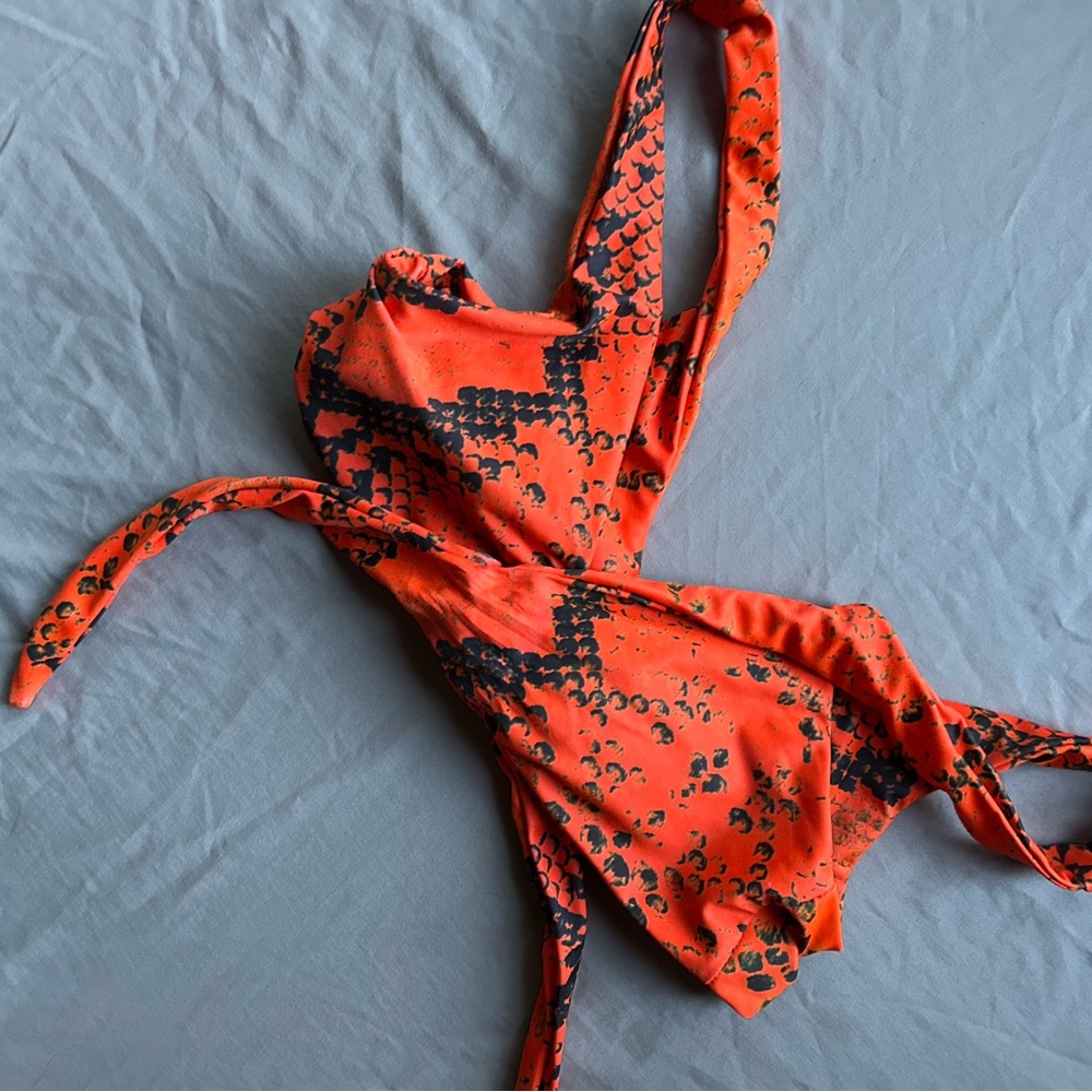 Stylish Orange and Black Bathing Suit Top